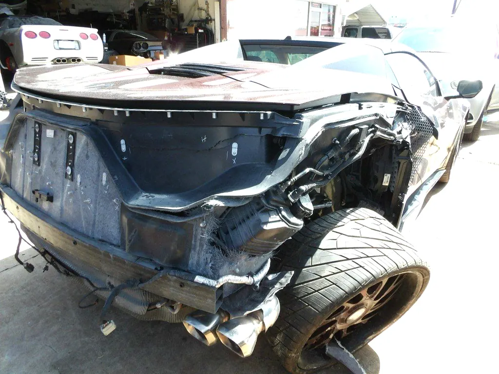 Totaled Corvette after an accident